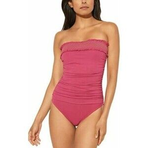 Bleu Rod Beattie Smock It To Ya Smocked Bandeau Swimsuit Women's sz 4 Pink